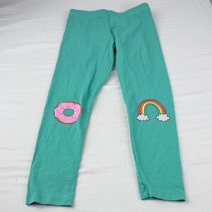 Spotted Zebra Teal Leggings with Rainbow & Donut Knee Prints